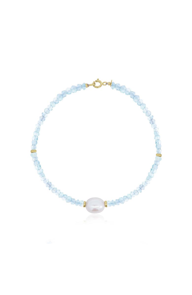The Lovery Fine Jewelry Blue Topaz Bead Pearl Bracelet, Main, color, Blue Topaz