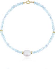 The Lovery Fine Jewelry Blue Topaz Bead Pearl Bracelet