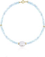 The Lovery Fine Jewelry Blue Topaz Bead Pearl Bracelet