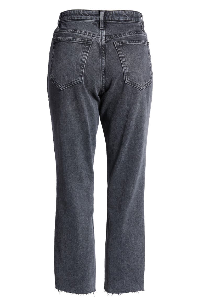 NY Thigh Rip Raw Hem Straight Leg Jeans, Alternate, color, SMOKE GREY