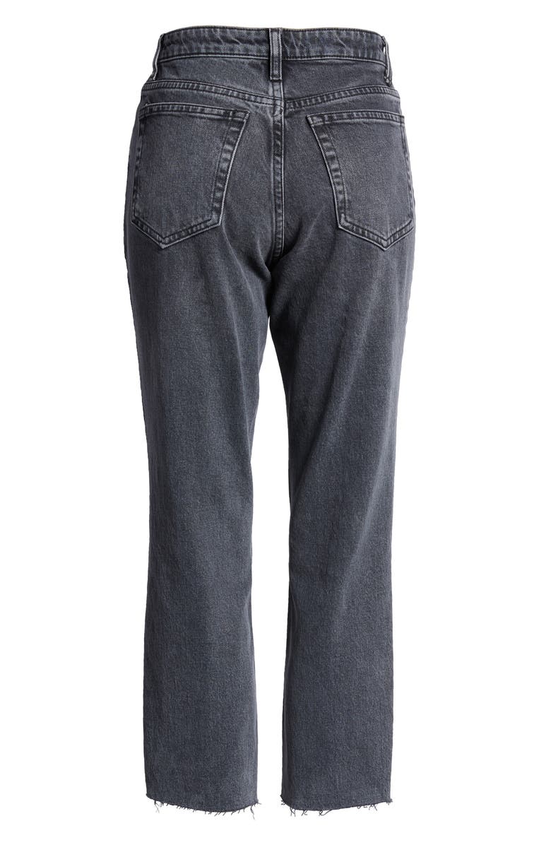 Topshop NY Thigh Rip Raw Hem Straight Leg Jeans, Alternate, color, 