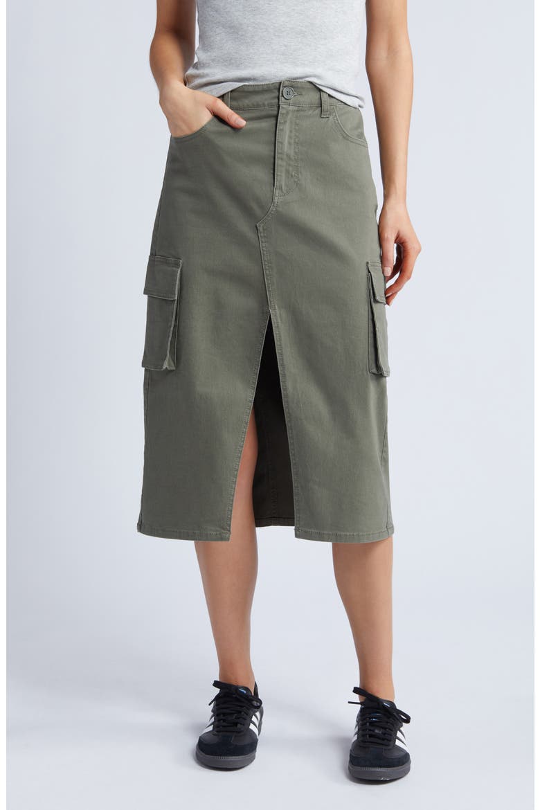 Stretch Cotton Cargo Midi Skirt, Main, color, KASEY