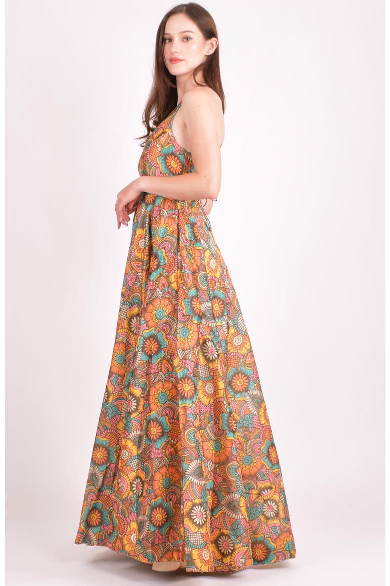 Cora Sequins Embroidered Long Dress, Alternate, color, Brown