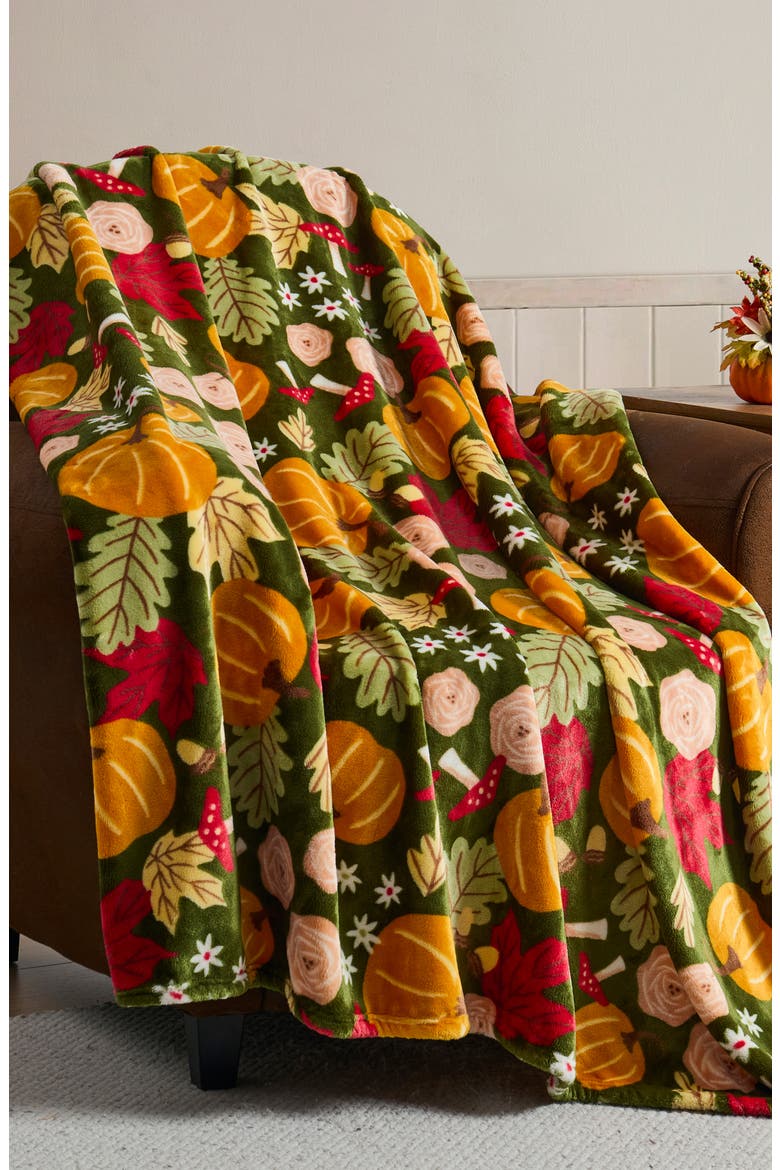 Fall Flora Throw Blanket, Alternate, color, NO COLOR