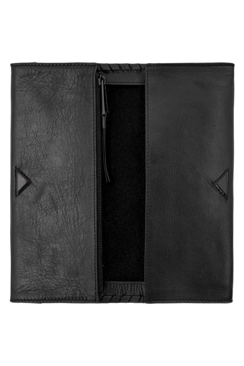 Esme Whipstitch Continental Leather Wallet, Alternate, color, BLACK
