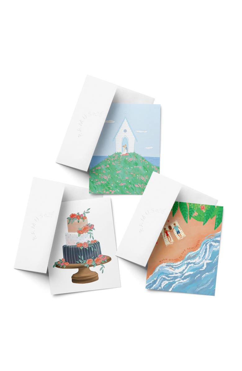 Ramus & Co Wedding Greeting Card Pack Sets (3 ct, Assorted) Chapel Couple, Cake, Newlyweds, Main, color, Multi-Pack