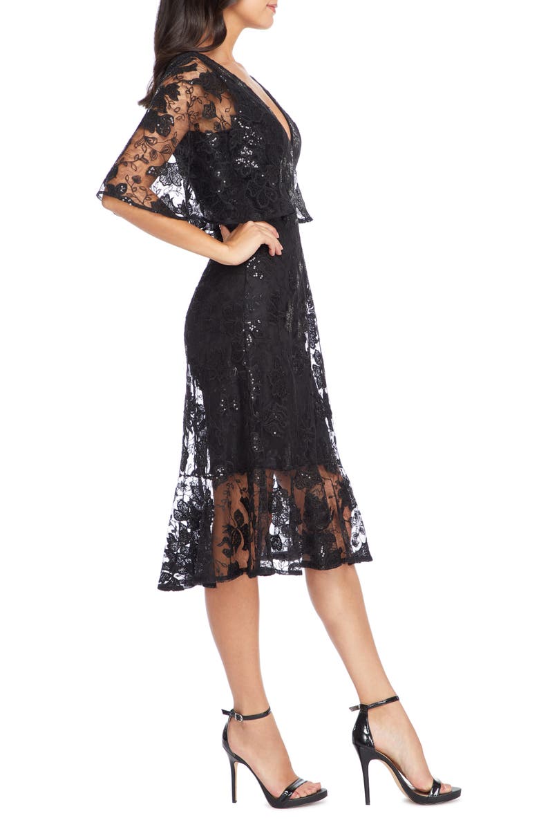 Dress the Population Roseanna Lace Sequin Fit & Flare Dress, Alternate, color,