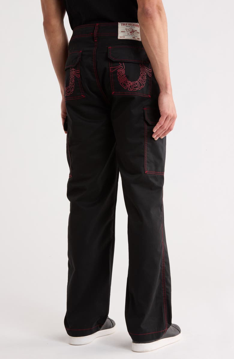 True Religion Horseshoe Outline Cargo Jeans, Alternate, color, Jet Black / Tr-V Red 2