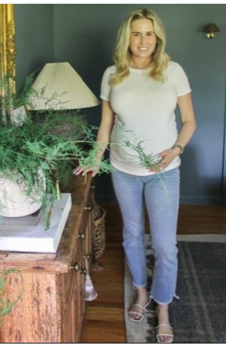 PinkBlush Distressed Raw Hem Slim Straight Maternity Jeans, Alternate, color, Blue