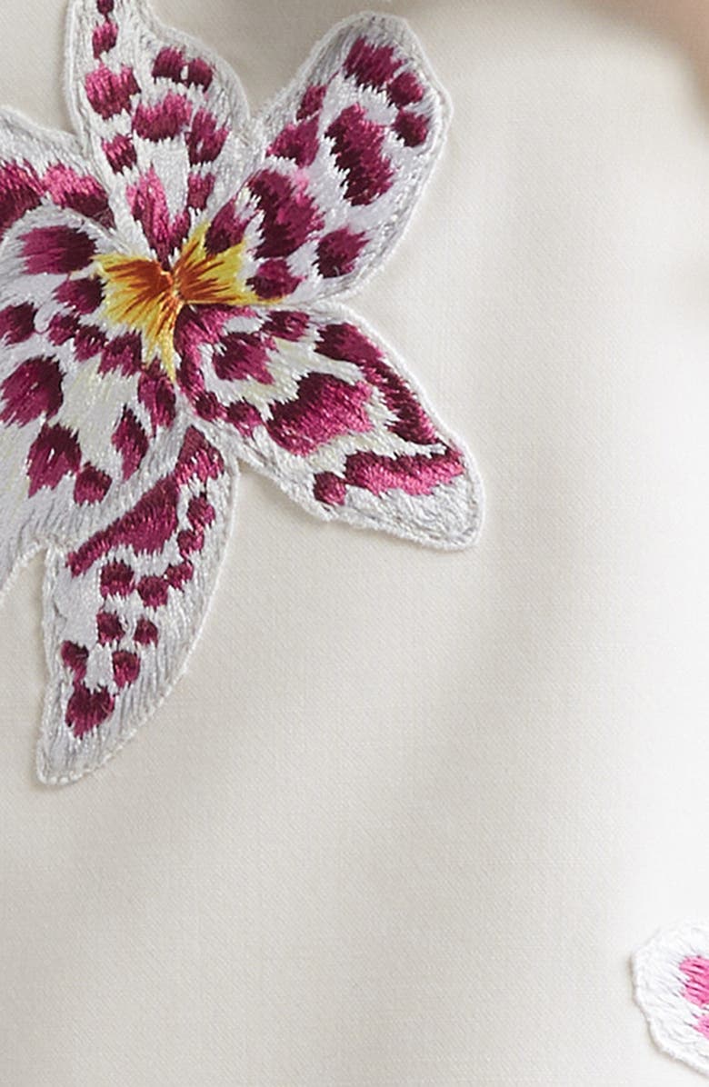 Oscar de la Renta Orchid Embroidered Strapless Cocktail Dress, Alternate, color, 