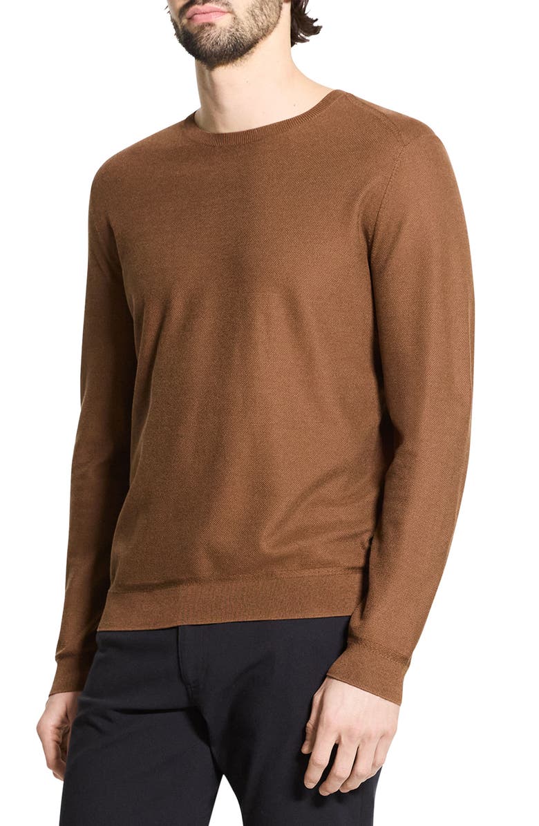 Theory Long Sleeve Silk & Cotton T-Shirt, Alternate, color, Deep Tobacco