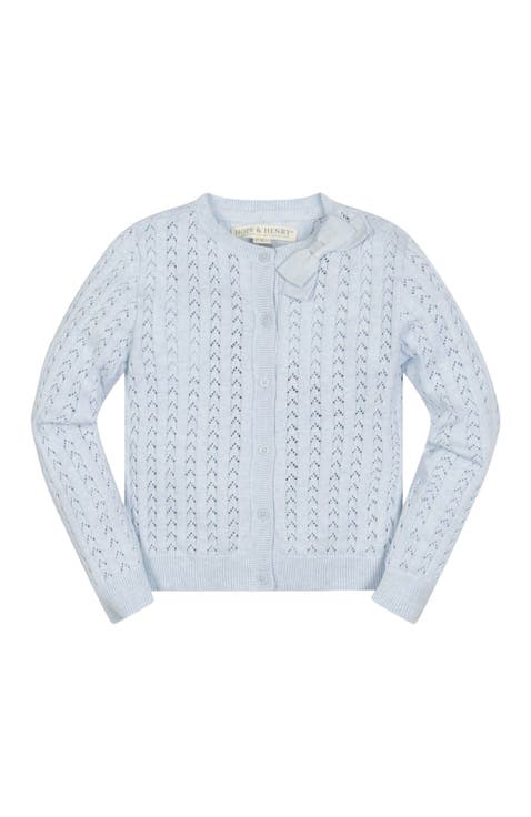 Baby Girls' Organic Pointelle Bow Cardigan, Infant