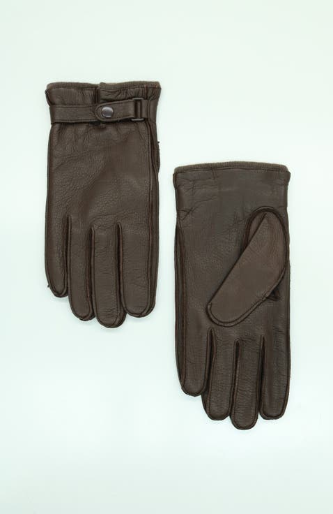 Deerskin leather gloves with belt