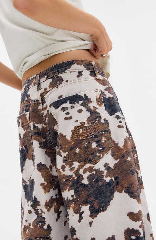 Bdg Urban Outfitters Jaya Cow Print Wide Leg Jeans In Multi