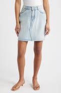 ICHI Ruffle Pocket Denim Miniskirt