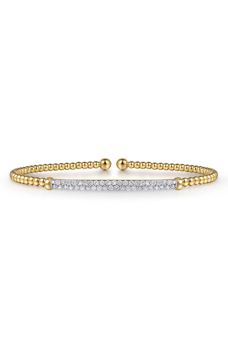 Gabriel & Co. Bujukan Diamond Beaded Cuff Bracelet, Main, color, Gold