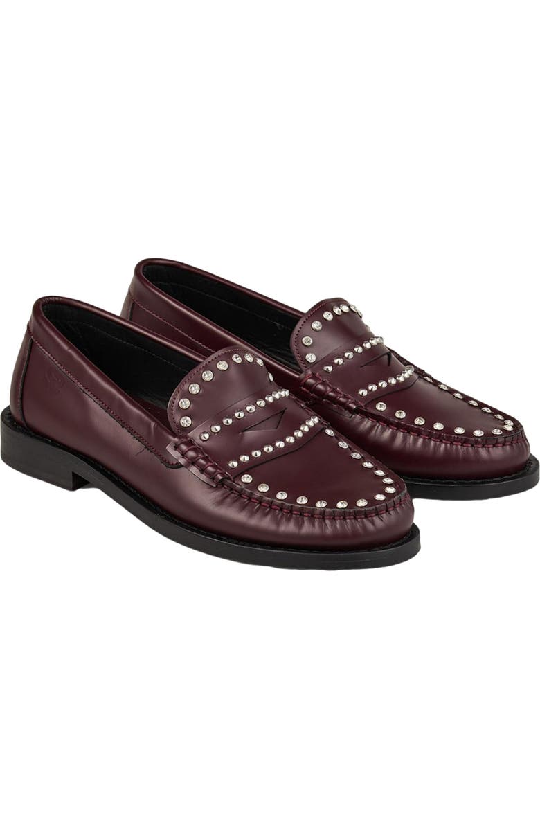 SANDRO Rhinestone studded leather loafers, Alternate, color,