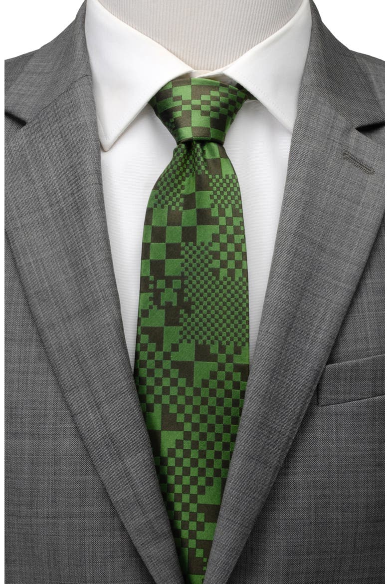 Minecraft Hidden Creeper Silk Tie, Alternate, color, GREEN
