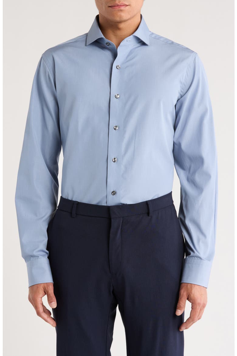 Trim Fit Cotton Dress Shirt, Main, color, SLATE BLUE