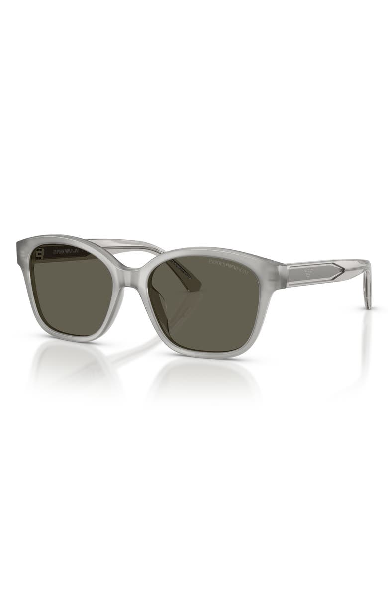 Emporio Armani Kids' 49mm Small Cat Eye Sunglasses, Alternate, color, Shiny Opal Grey / Dark Brown