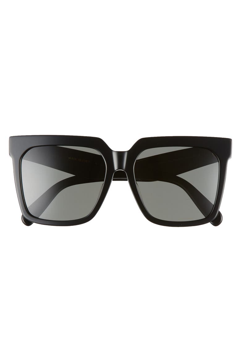55mm Polarized Square Sunglasses, Alternate, color, SHINY BLACK/ SMOKE