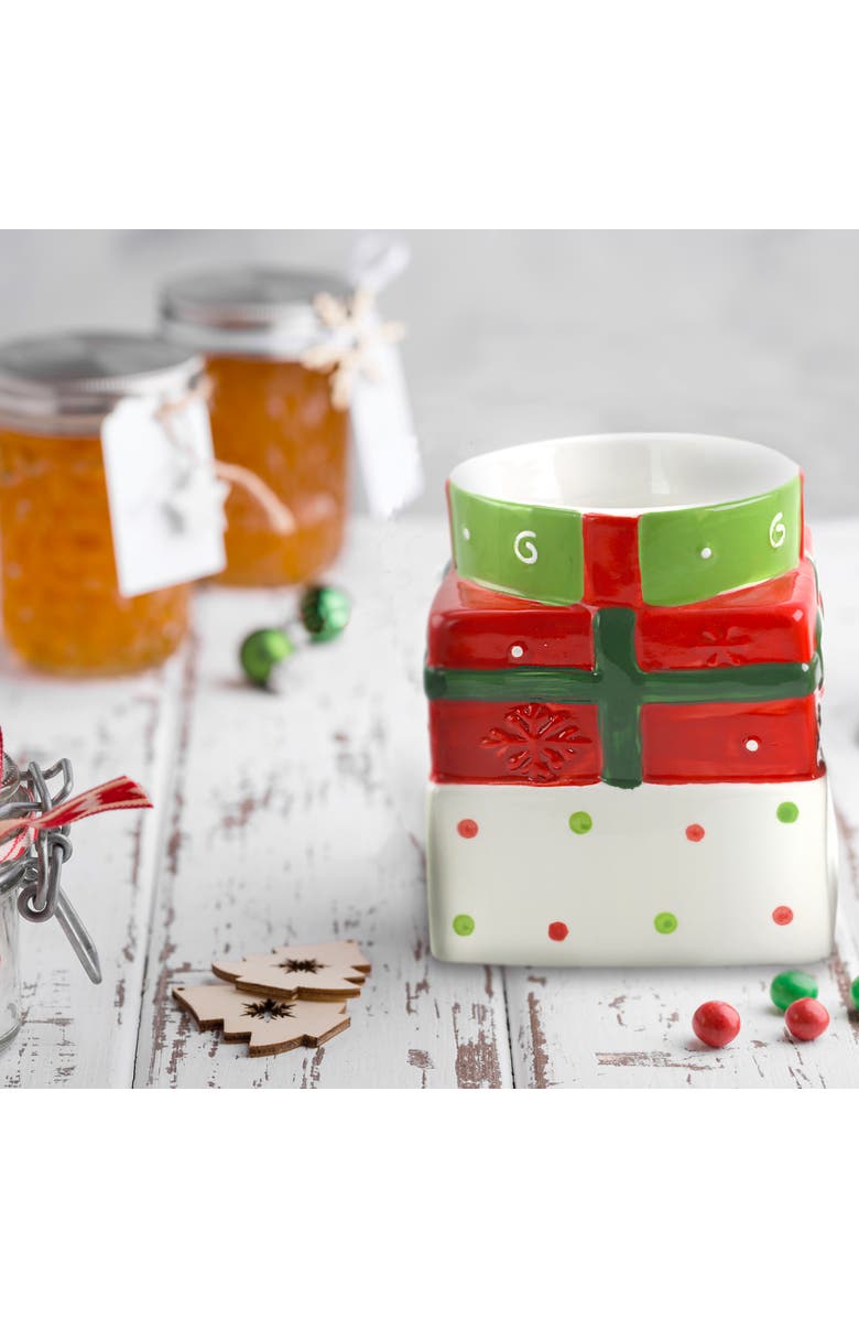 Gibson Home Christmas Estate 7.5 Inch Gift Box Holiday Cookie Jar, Alternate, color, Red