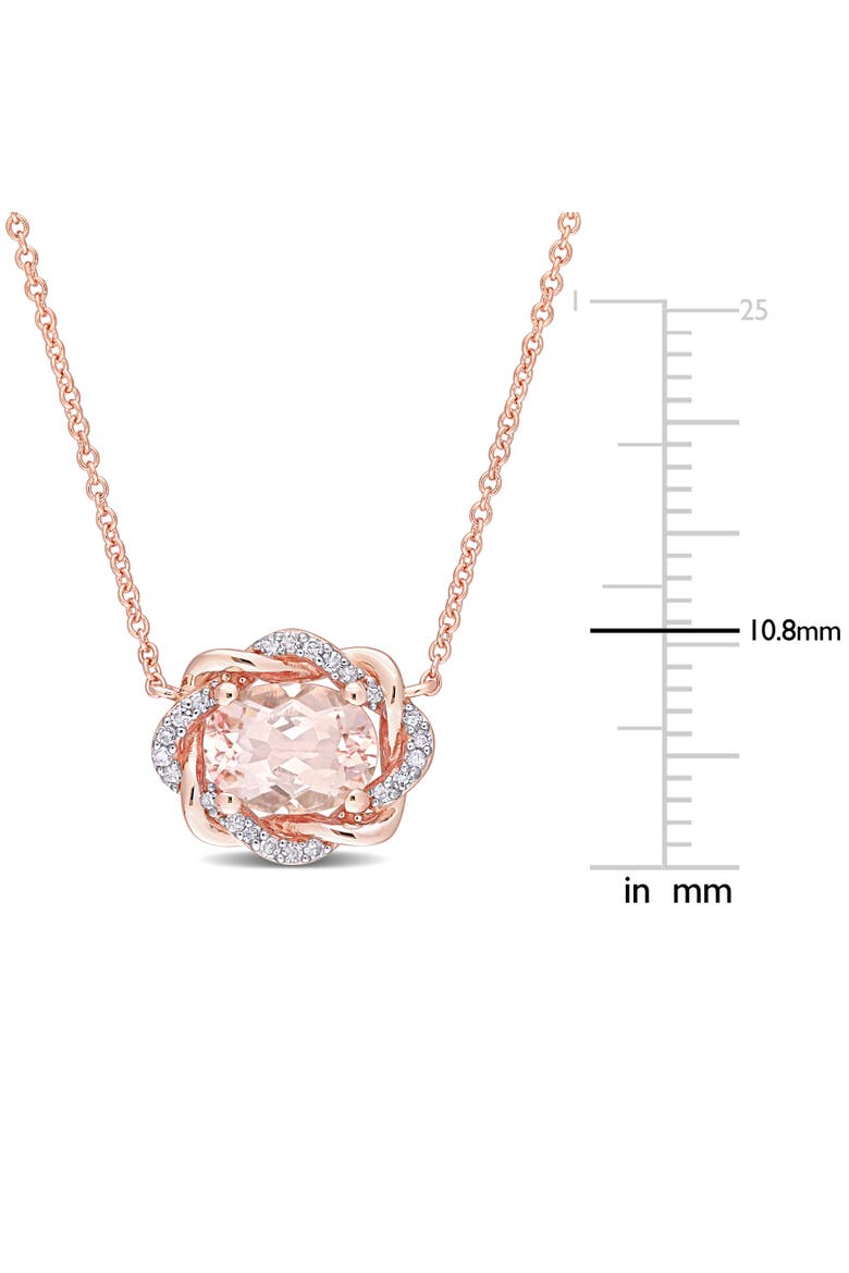 Morganite & Diamond Halo Necklace 10K, Alternate, color, Morganite