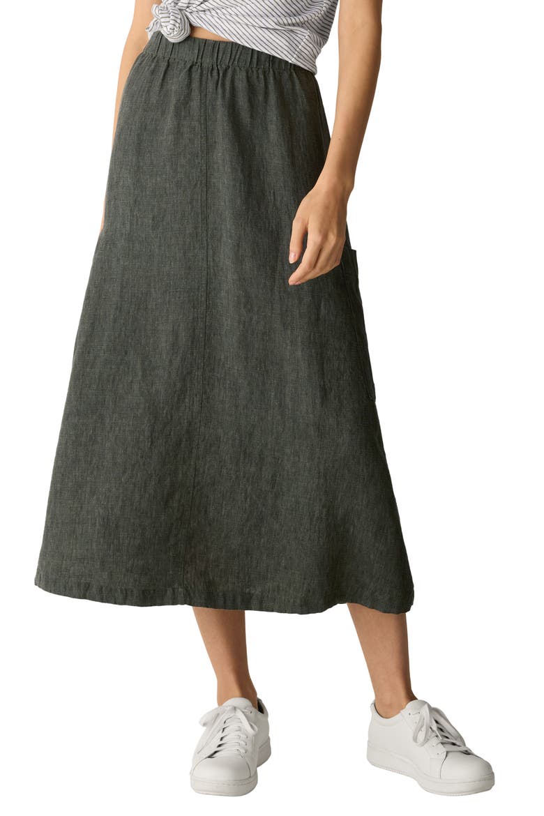 Organic Linen Cargo Skirt, Main, color, BAYLEAF