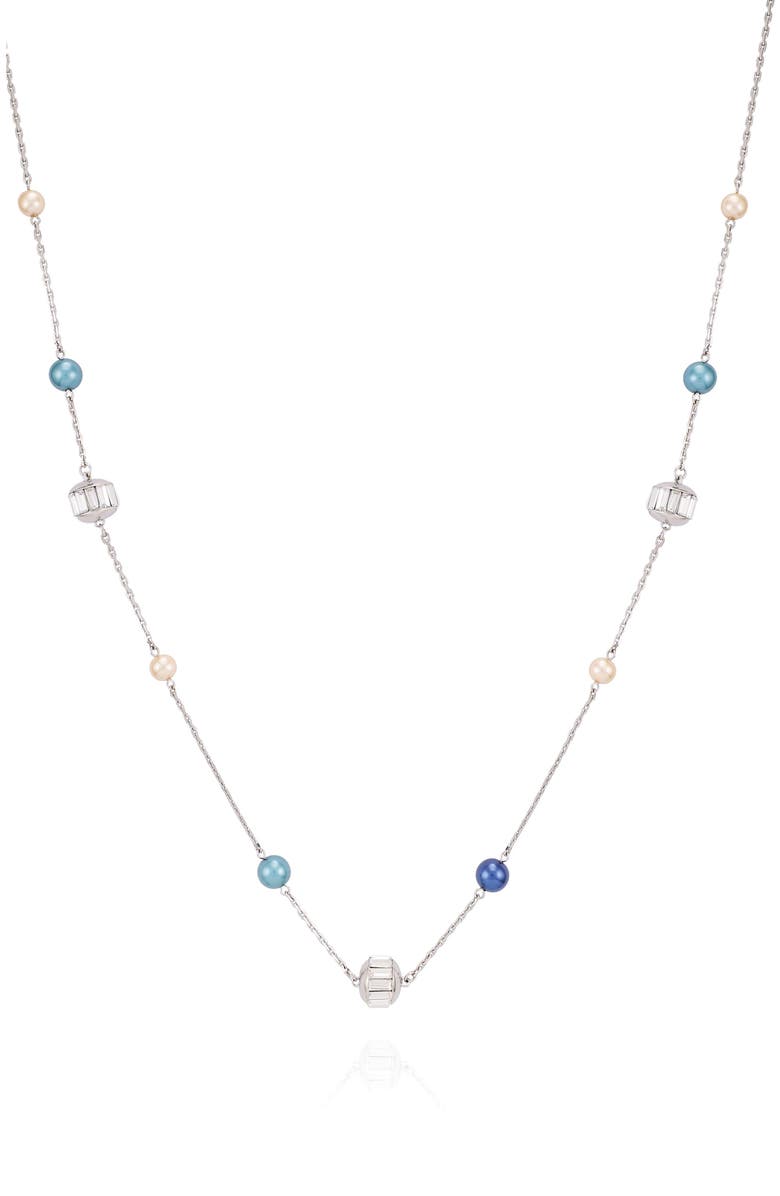 Vince Camuto Multi-Color Pearl Bead Long Necklace, Alternate, color, Silver Tone