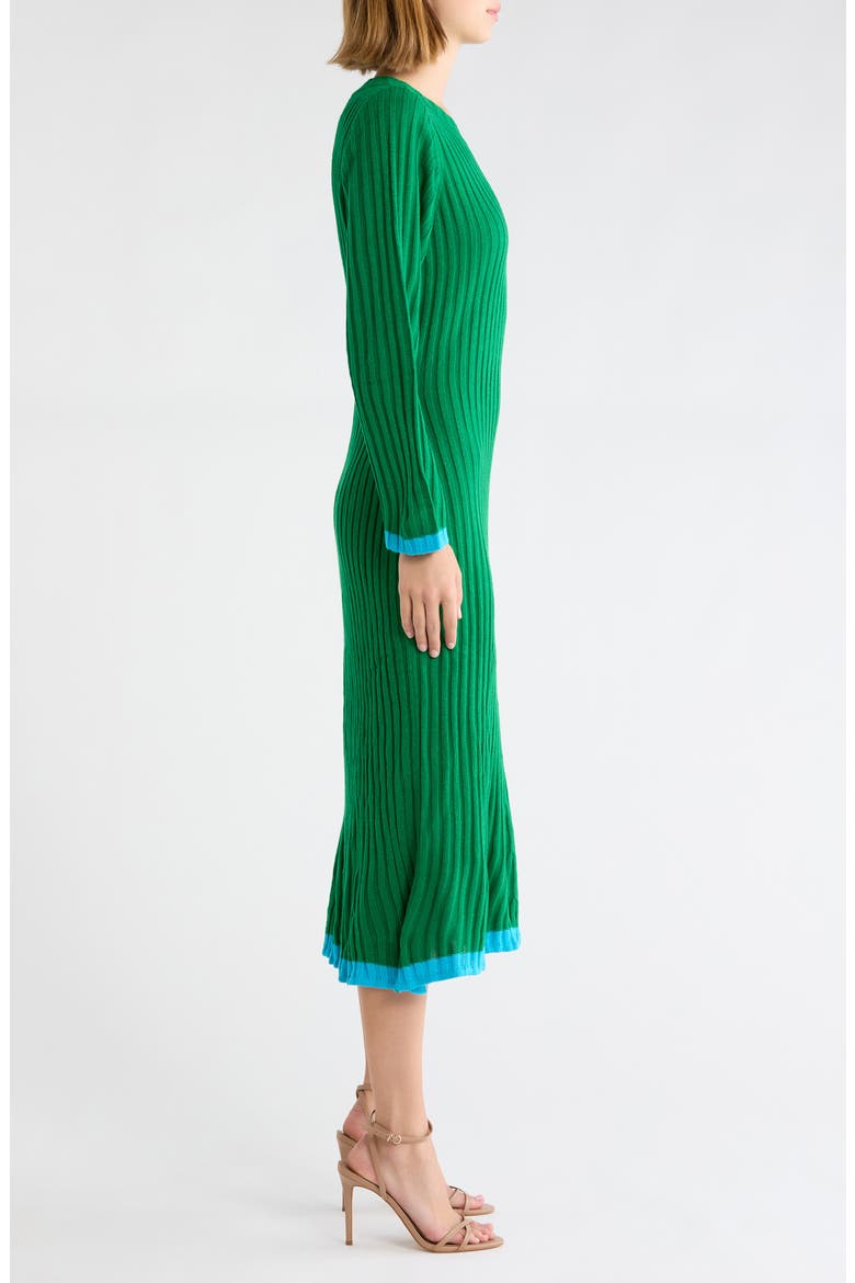 Kamala Long Sleeve Rib Knit Midi Dress, Alternate, color, KELLY-GREEN
