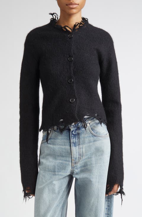 Jill Frayed Alpaca & Wool Blend Cardigan