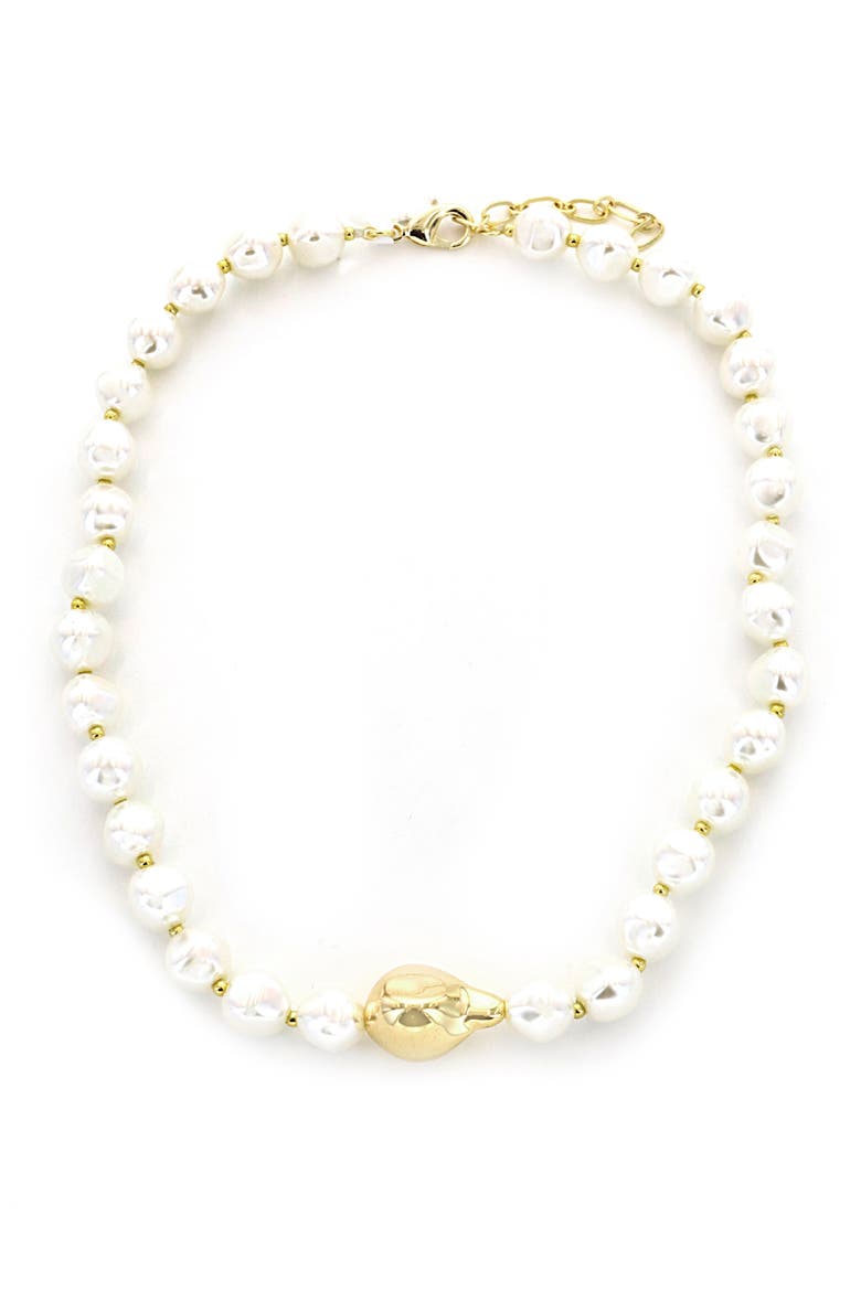 Beaded Imitation Pearl Necklace, Main, color, WHITE