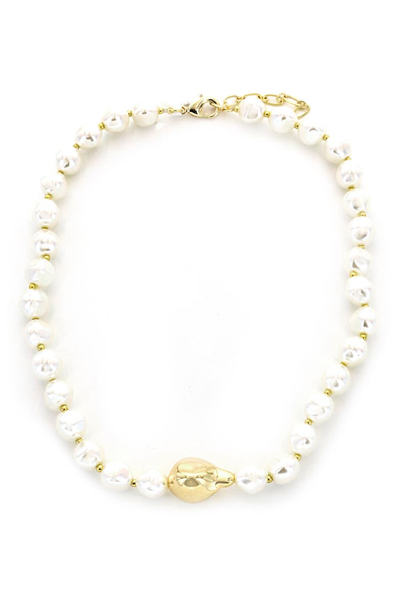 Panacea Beaded Imitation Pearl Necklace, Main, color,