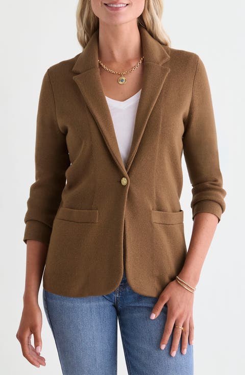 Merino Wool Blend Sweater Blazer