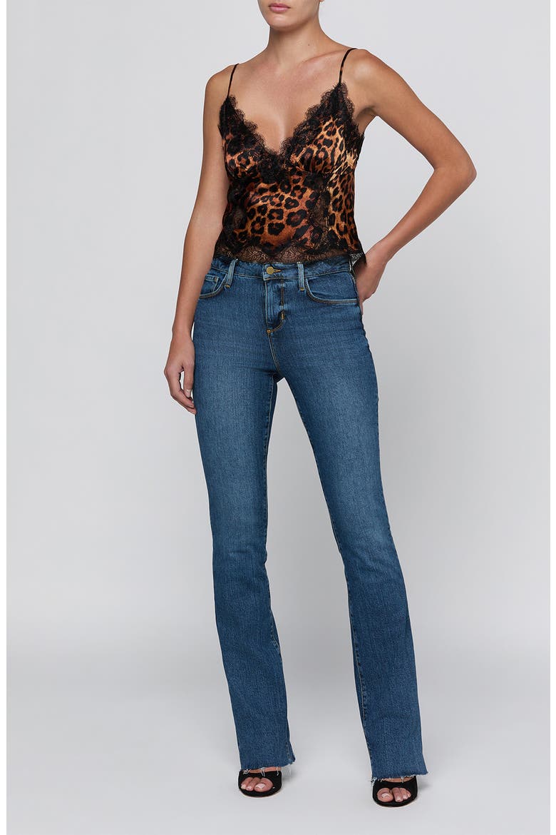 Kimber Lace Trim Silk Camisole, Alternate, color, TAN MULTI JAVAN LEOPARD/ BLACK