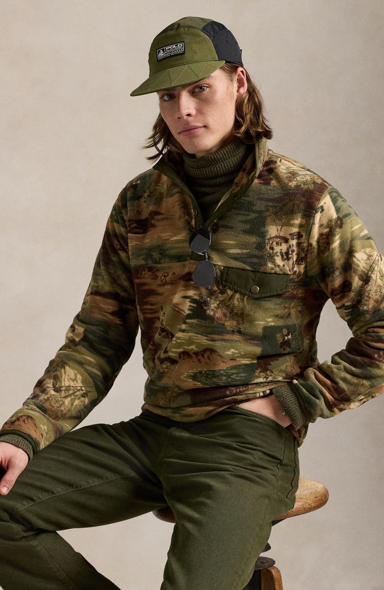 Polo Ralph Lauren Camo Ski Scene Fleece Half Snap Pullover, Alternate, color, 