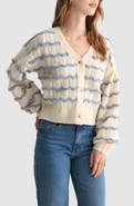 All in Favor Wavy Stripe Pointelle Cardigan