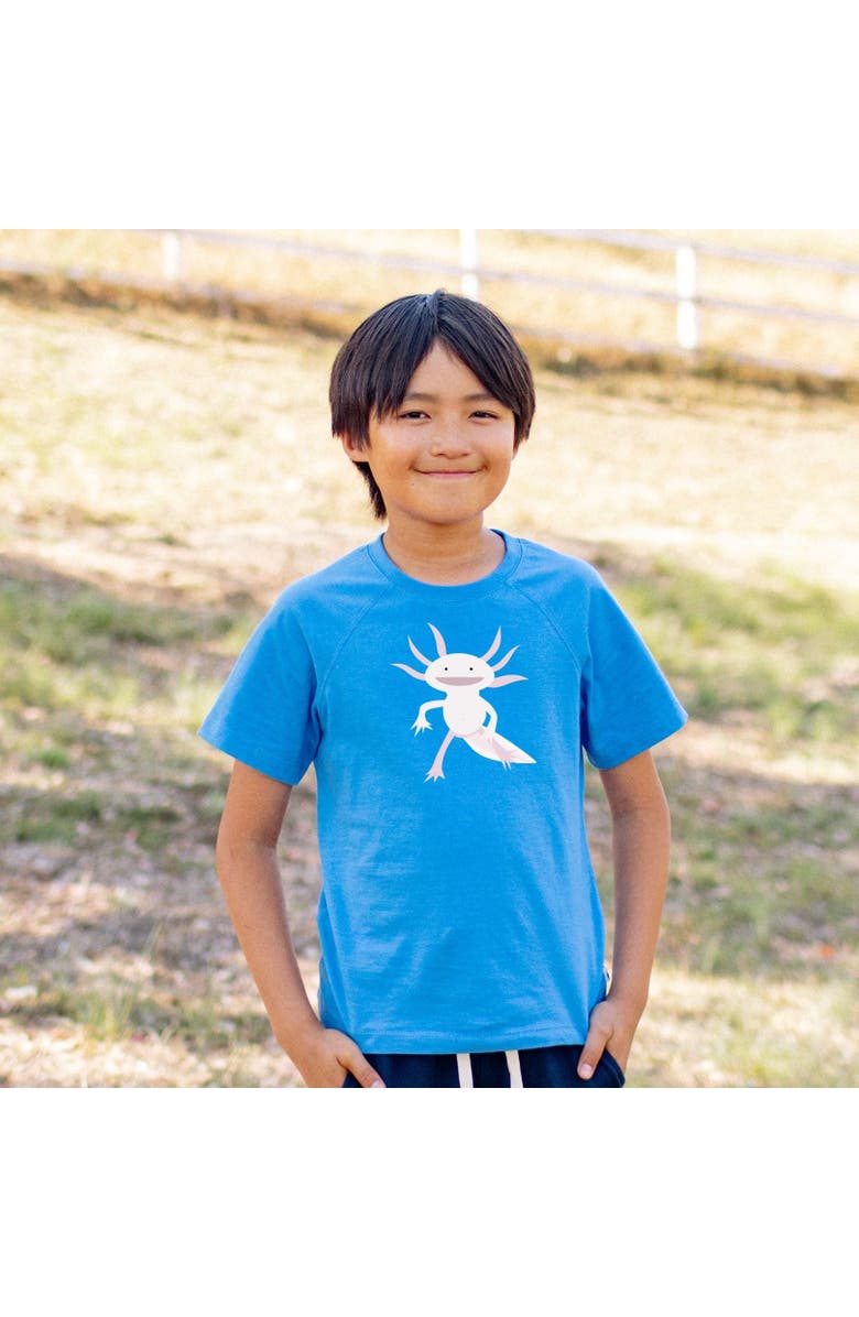 Jackalo Kids' Organic Cotton Axolotl Graphic T-Shirt, Alternate, color, Blue