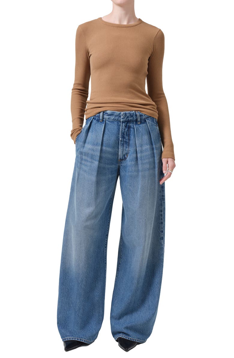 Citizens of Humanity Bina Rib Crewneck Sweater, Alternate, color, Caramel