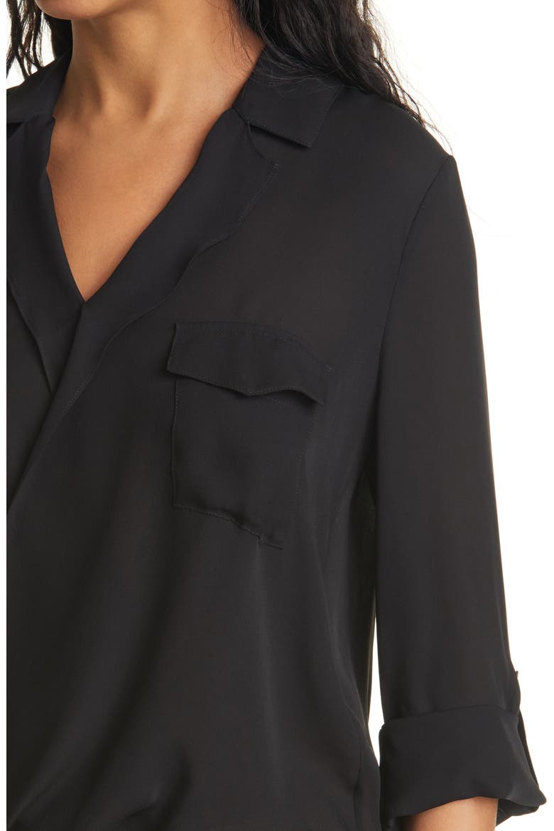 Phoenix Surplice Silk Shirt, Alternate, color, BLACK
