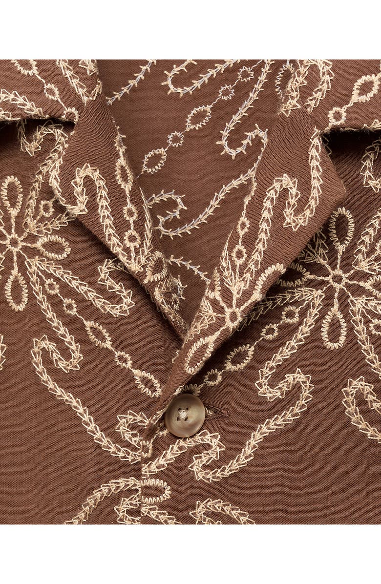 MANGO Embroidered Cotton Blend Camp Shirt, Alternate, color,