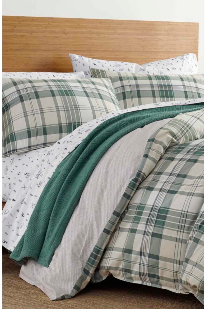 Timbers Plaid Comforter & Sham Set, Main, color, EVERGREEN