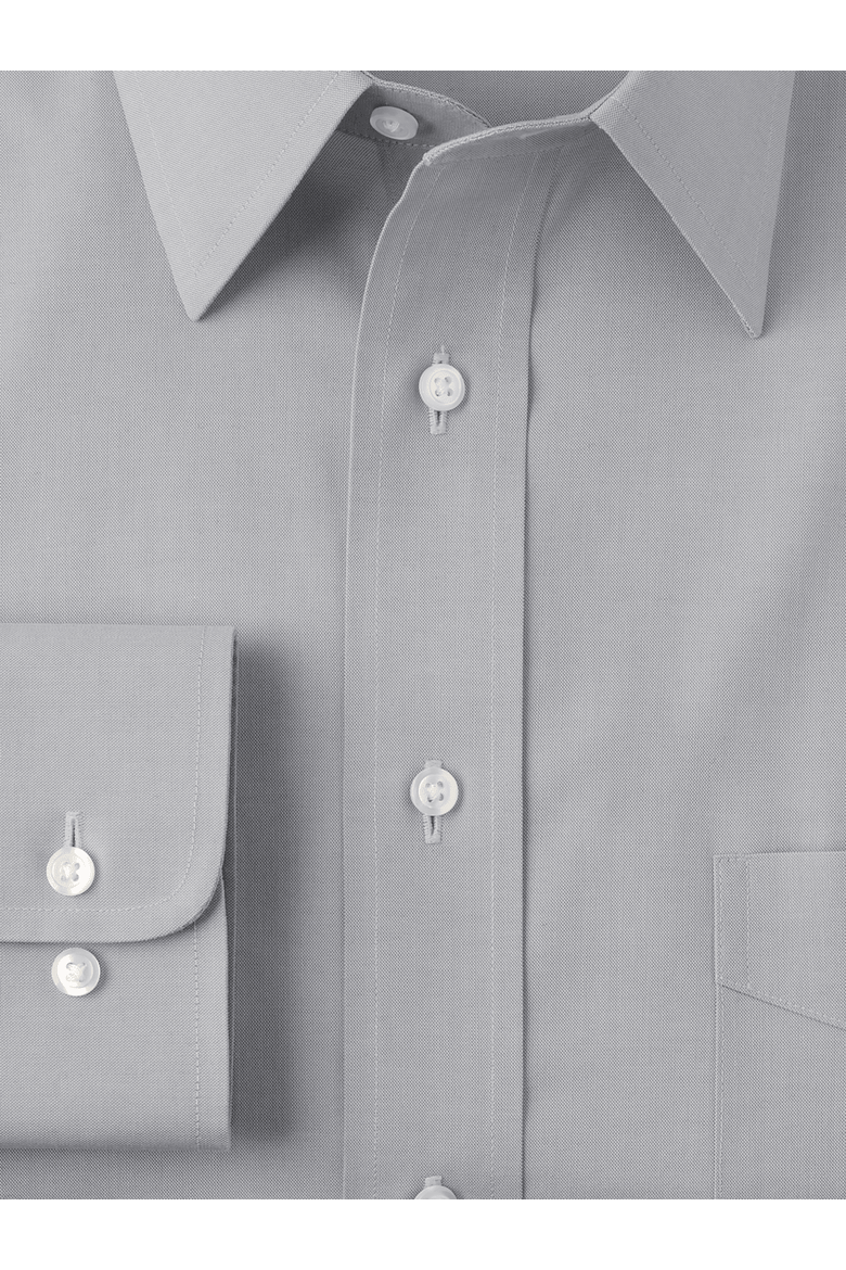 Non-iron Cotton Pinpoint Solid Point Collar Dress Shirt, Alternate, color, Grey