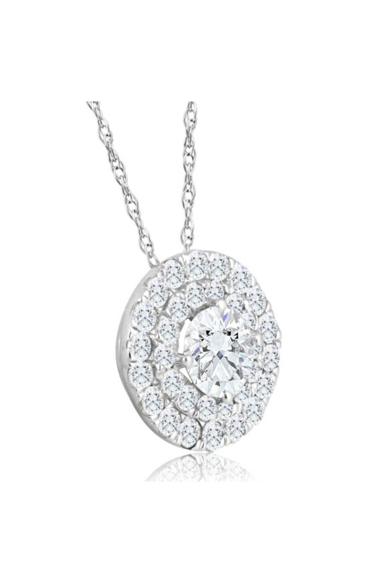 Bliss Diamond 2 1/5Ct TW Diamond (1ct center) Round Halo Pendant Gold Necklace Lab Grown, Alternate, color,