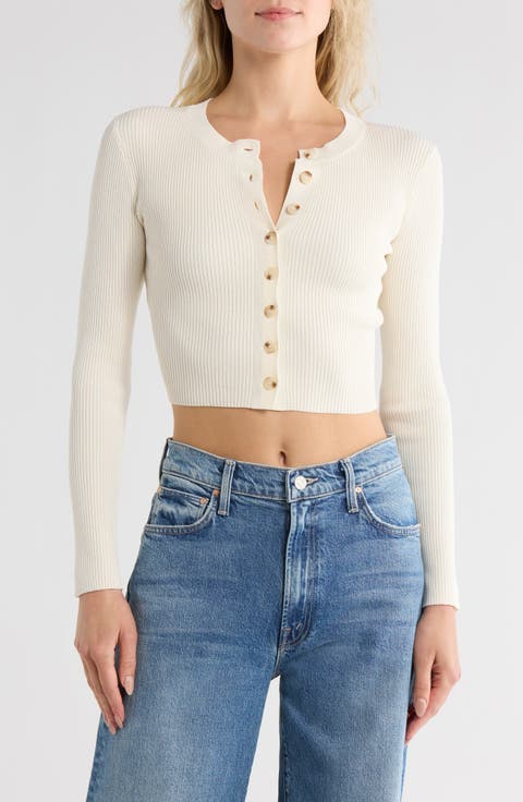 Button Front Crop Cardigan