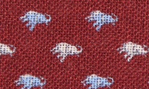 Clifton Wilson Elephant Print Wool Pocket Square In Maroon