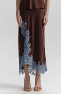 A.L.C. Olivia Lace Trim Asymmetric Satin Maxi Skirt