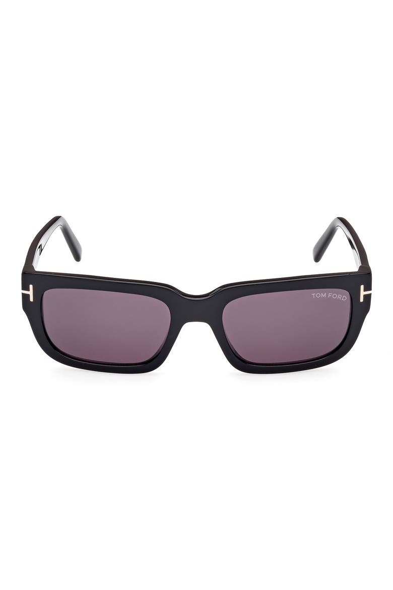 54mm Rectangular Sunglasses, Main, color, SHINY BLACK / SMOKE
