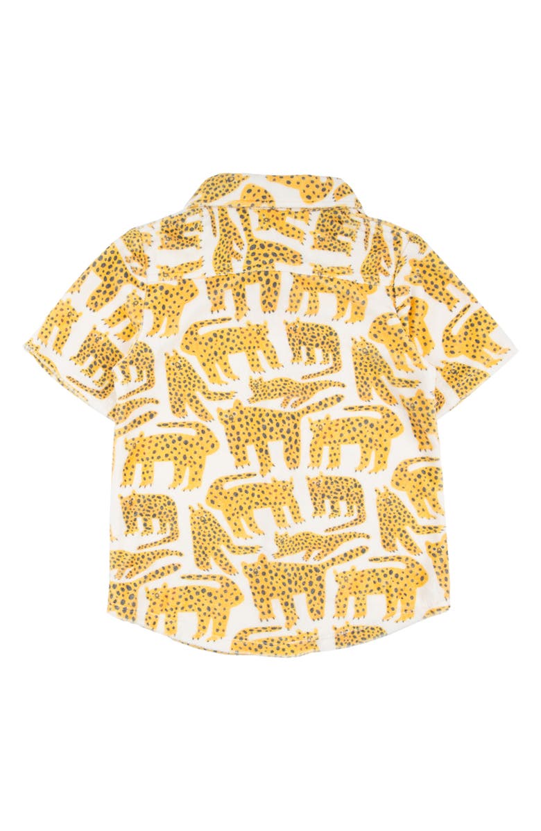 Miki Miette Kids' Jerry Cheetah Short Sleeve Cotton Button-Up Shirt, Alternate, color,