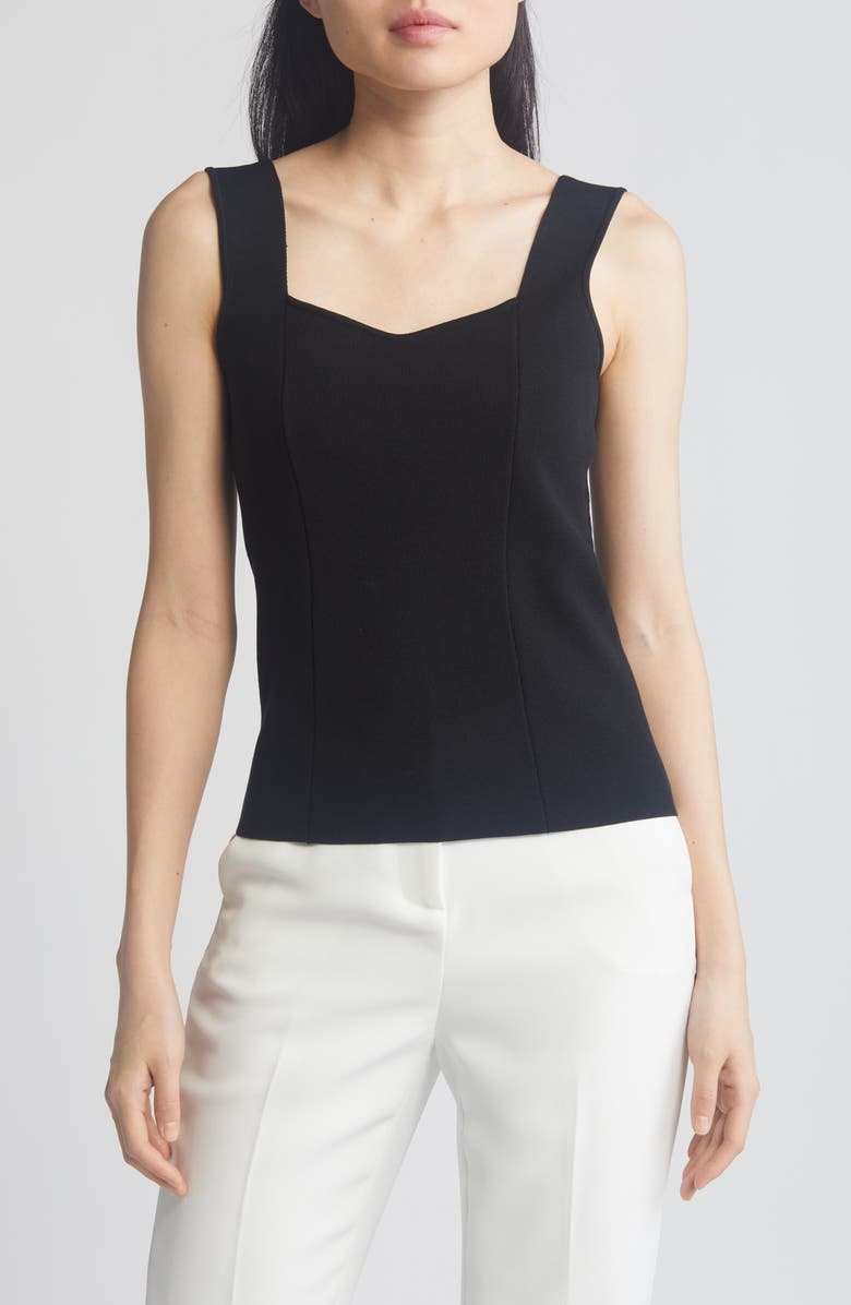 Anne Klein Sweetheart Neck Sweater Tank, Main, color, 